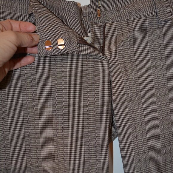 FCNY Midi Shorts Grey Plaid Formal Dress Pants Polyester-Rayon-Spandex Pockets S - Picture 3 of 7
